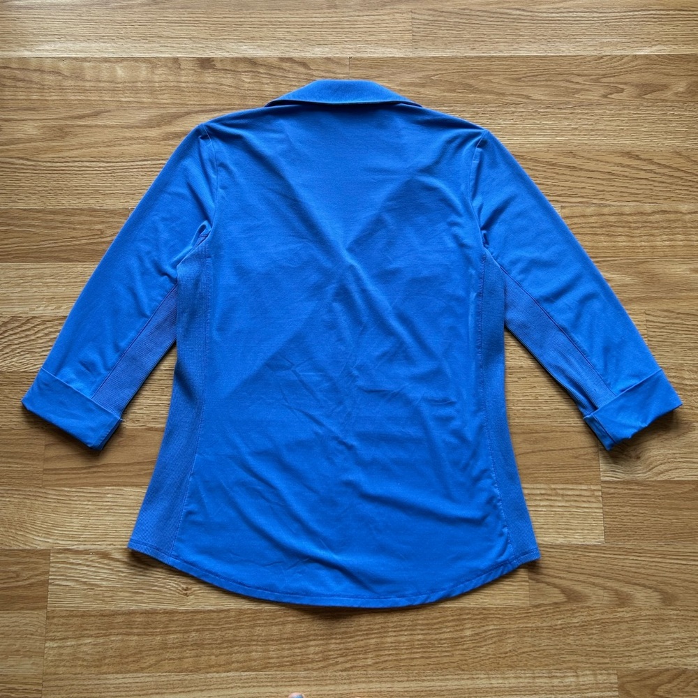 J. McLaughlin Periwinkle Blue 3/4 Sleeve Button Down - Picture 4 of 5